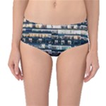 Texture Pattern Mid-Waist Bikini Bottoms
