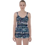 Texture Pattern Tie Front Two Piece Tankini