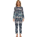 Texture Pattern Womens  Long Sleeve Lightweight Pajamas Set