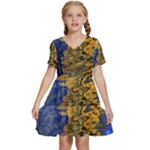 Texture Wallpaper Kids  Short Sleeve Tiered Mini Dress