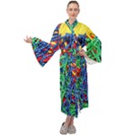 Thread Texture Pattern Maxi Velour Kimono