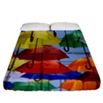 Umbrellas Colourful Fitted Sheet (Queen Size)