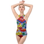 Umbrellas Colourful Cross Front Low Back Swimsuit