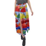 Umbrellas Colourful Velour Split Maxi Skirt