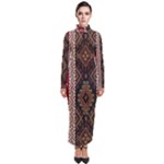 Uzbek Pattern In Temple Turtleneck Maxi Dress