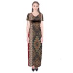 Uzbek Pattern In Temple Short Sleeve Maxi Dress
