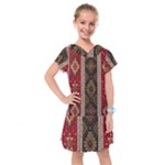 Uzbek Pattern In Temple Kids  Drop Waist Dress