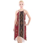 Uzbek Pattern In Temple High-Low Halter Chiffon Dress 