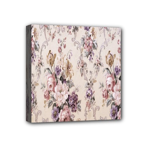 Vintage Floral Pattern Mini Canvas 4  x 4  (Stretched) from UrbanLoad.com