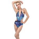 Wallpaper Design Pattern Plunging Cut Out Swimsuit