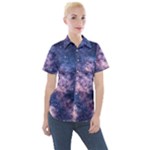 Watercolor Design Wallpaper Women s Short Sleeve Pocket Shirt