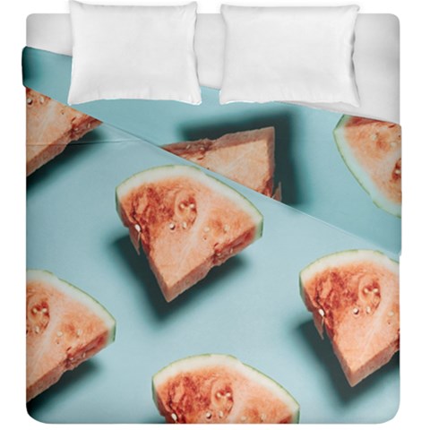 Watermelon Against Blue Surface Pattern Duvet Cover Double Side (King Size) from UrbanLoad.com