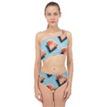 Watermelon Against Blue Surface Pattern Spliced Up Two Piece Swimsuit