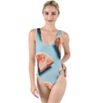 Watermelon Against Blue Surface Pattern High Leg Strappy Swimsuit