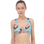 Watermelon Against Blue Surface Pattern Classic Banded Bikini Top