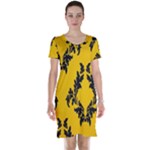 Yellow Regal Filagree Pattern Short Sleeve Nightdress