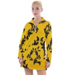 Yellow Regal Filagree Pattern Women s Long Sleeve Casual Dress