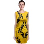 Yellow Regal Filagree Pattern Classic Sleeveless Midi Dress