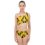 Yellow Regal Filagree Pattern Spliced Up Two Piece Swimsuit