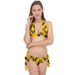 Yellow Regal Filagree Pattern Tie It Up Bikini Set