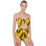 Yellow Regal Filagree Pattern Scallop Top Cut Out Swimsuit