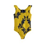 Yellow Regal Filagree Pattern Kids  Frill Swimsuit