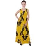 Yellow Regal Filagree Pattern Empire Waist Velour Maxi Dress