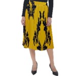 Yellow Regal Filagree Pattern Classic Velour Midi Skirt 