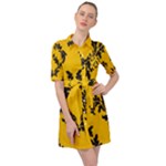 Yellow Regal Filagree Pattern Belted Shirt Dress