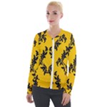 Yellow Regal Filagree Pattern Velvet Zip Up Jacket