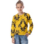 Yellow Regal Filagree Pattern Kids  Long Sleeve Tee with Frill 