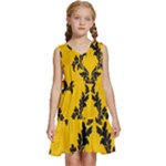 Yellow Regal Filagree Pattern Kids  Sleeveless Tiered Mini Dress