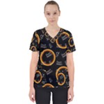 Abstract Pattern Background Women s V-Neck Scrub Top