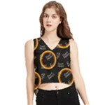 Abstract Pattern Background V-Neck Cropped Tank Top