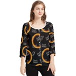 Abstract Pattern Background Chiffon Quarter Sleeve Blouse