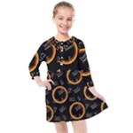Abstract Pattern Background Kids  Quarter Sleeve Shirt Dress