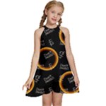 Abstract Pattern Background Kids  Halter Collar Waist Tie Chiffon Dress