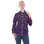 Geometric Pattern Retro Style Women s Long Sleeve Pocket Shirt