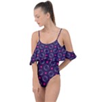Geometric Pattern Retro Style Drape Piece Swimsuit