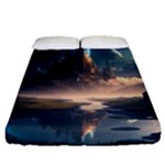 Space Planet Universe Galaxy Moon Fitted Sheet (Queen Size)