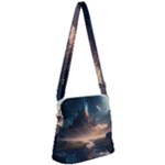 Space Planet Universe Galaxy Moon Zipper Messenger Bag