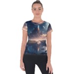 Space Planet Universe Galaxy Moon Short Sleeve Sports Top 