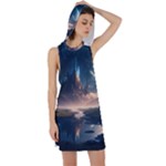 Space Planet Universe Galaxy Moon Racer Back Hoodie Dress