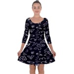 Background Graphic Abstract Pattern Quarter Sleeve Skater Dress