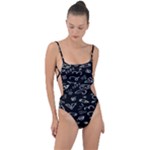 Background Graphic Abstract Pattern Tie Strap One Piece Swimsuit
