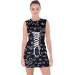 Background Graphic Abstract Pattern Lace Up Front Bodycon Dress