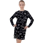 Background Graphic Abstract Pattern Long Sleeve Hoodie Dress