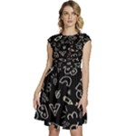 Background Graphic Abstract Pattern Cap Sleeve High Waist Dress