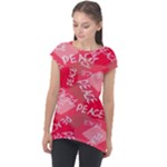 Background Peace Doodles Graphic Cap Sleeve High Low Top