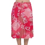 Background Peace Doodles Graphic Velvet Flared Midi Skirt